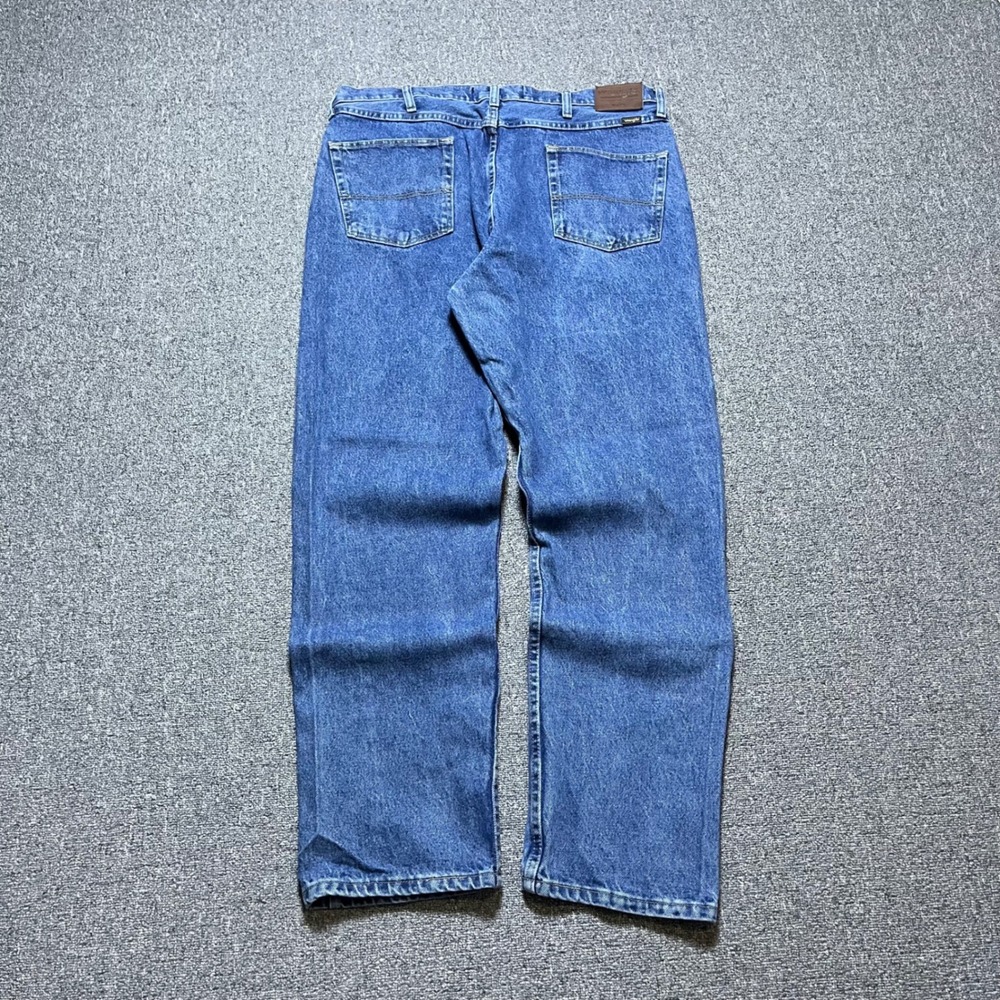 Wrangler Premium Denim Jeans 38x32‎ Blue Straight Leg Regular Fit WRO02SW